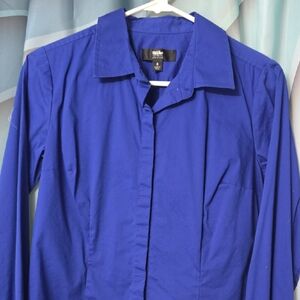 Mossimo Solid Button-Front Shirt in Royal Blue
